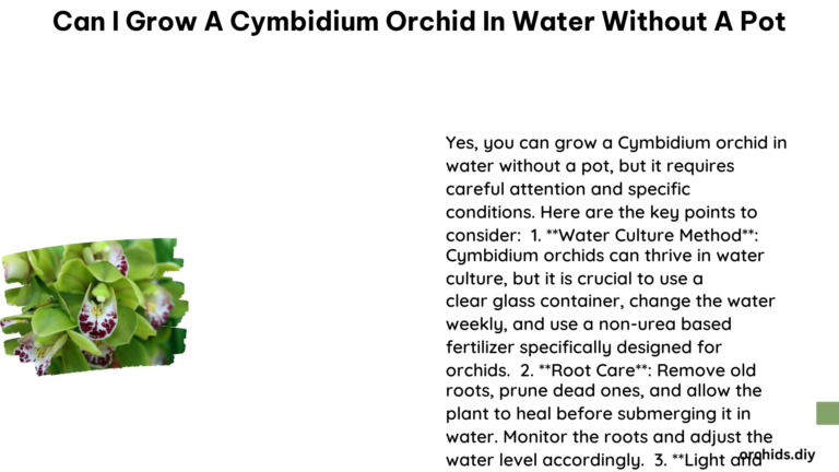 Can I Grow a Cymbidium Orchid in Water Without a Pot