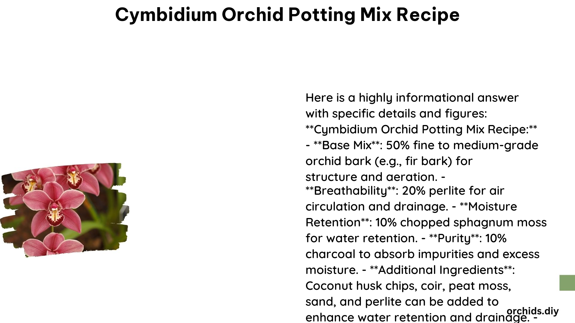 Cymbidium Orchid Potting Mix Recipe